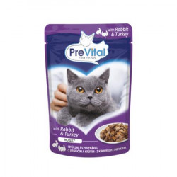 Macskaeledel, alutasakos, felnőtt macskáknak, 100 g, PREVITAL, nyúl és pulyka aszpikban Macskaeledel, alutasakos, felnőtt macskáknak, 100 g, PREVITAL, nyúl és pulyka aszpikban