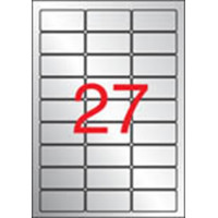 Etikett, 63,5x29,6 mm, poliészter, időjárásálló, kerekített sarkú, APLI, ezüst, 540 etikett/csomag
