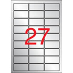 Etikett, 63,5x29,6 mm, poliészter, időjárásálló, kerekített sarkú, APLI, ezüst, 540 etikett/csomag