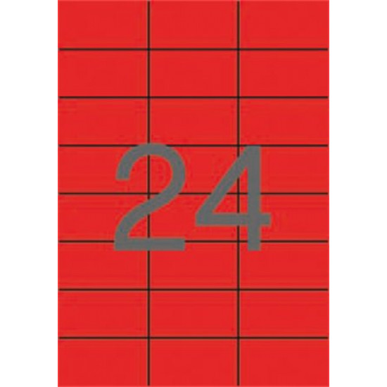 Etikett, 70x37 mm, színes, APLI, piros, 2400 etikett/csomag