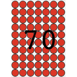 Etikett, 19 mm kör, színes, A5 hordozón, APLI, piros, 560 etikett/csomag