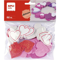 Moosgumi, öntapadó, szívek, APLI "Eva Sheets", vegyes színek Moosgumi, öntapadó, szívek, APLI "Eva Sheets", vegyes színek