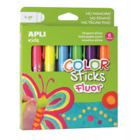 Tempera stift készlet, toll alakú, APLI "Kids", 6 különböző fluoreszkáló szín Tempera stift készlet, toll alakú, APLI "Kids", 6 különböző fluoreszkáló szín