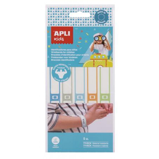 Azonosító karszalag, kézzel írható, tyvek, 5 db, APLI Kids