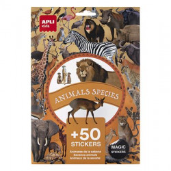 Matrica, újra felhasználható, 50 db, APLI Kids "Stickers", szavanna állatai Matrica, újra felhasználható, 50 db, APLI Kids "Stickers", szavanna állatai