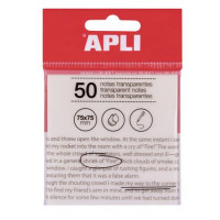 Jelölőcímke, műanyag, írható, 50 lap, 75x75 mm, APLI, víztiszta Jelölőcímke, műanyag, írható, 50 lap, 75x75 mm, APLI, víztiszta