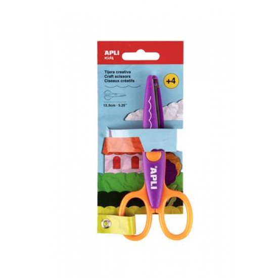 Olló, kreatív, ívelt, APLI Kids "Curved", lila-narancssárga