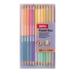 Színes ceruza készlet, kétvégű, háromszögletű, APLI "Pastel Duo", 24 különböző pasztel  szín