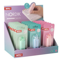 Hibajavító roller, nyomógombos, 5 mm x 6 m, APLI "Nordik", vegyes pasztell színek Hibajavító roller, nyomógombos, 5 mm x 6 m, APLI "Nordik", vegyes pasztell színek