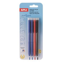 Zseléstoll, 0,5 mm, nyomógombos, törölhető, APLI "Erasable", vegyes színek