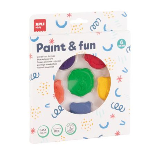 Zsírkréta, állat formájú, APLI Kids "Paint & fun", 6 különböző szín Zsírkréta, állat formájú, APLI Kids "Paint & fun", 6 különböző szín