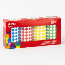 Kerek matricák, 10,5 mm, APLI Kids "Stickers", 4 tekercs, vegyes színek