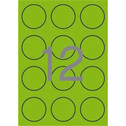 Etikett, 60 mm kör, színes, APLI, neon zöld, 240 etikett/csomag