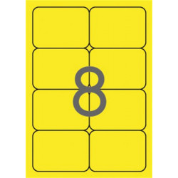 Etikett, 99,1x67,7 mm, színes, kerekített sarkú, APLI, neon sárga, 160 etikett/csomag