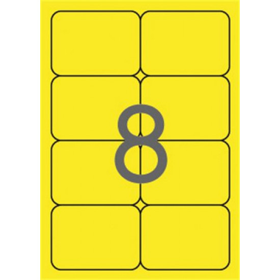 Etikett, 99,1x67,7 mm, színes, kerekített sarkú, APLI, neon sárga, 160 etikett/csomag