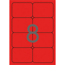 Etikett, 99,1x67,7 mm, színes, kerekített sarkú, APLI, neon piros, 160 etikett/csomag