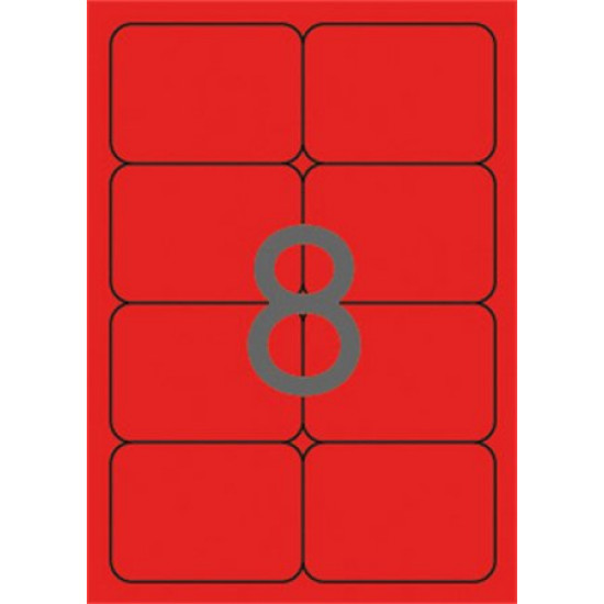 Etikett, 99,1x67,7 mm, színes, kerekített sarkú, APLI, neon piros, 160 etikett/csomag