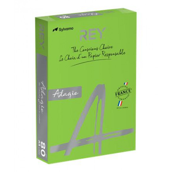 Másolópapír, színes, A4, 80 g, REY "Adagio", intenzív zöld