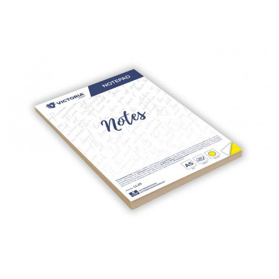 Jegyzettömb, A5, 50 lap, vonalas, VICTORIA OFFICE, sárga