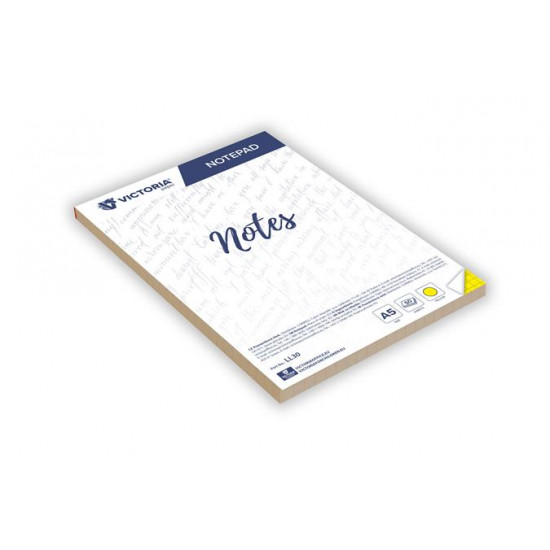 Jegyzettömb, A5, 50 lap, négyzetrácsos, VICTORIA OFFICE, sárga