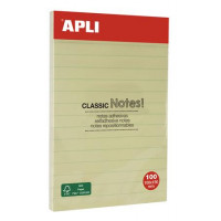 Öntapadó jegyzettömb, vonalas, 100x150 mm, 100 lap, APLI, sárga Öntapadó jegyzettömb, vonalas, 100x150 mm, 100 lap, APLI, sárga