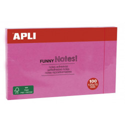 Öntapadó jegyzettömb, 125x75 mm, 100 lap, APLI, pink