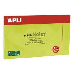 Öntapadó jegyzettömb, 125x75 mm, 100 lap, APLI, zöld