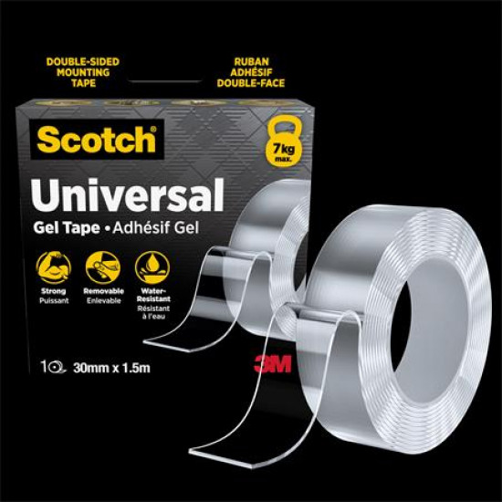 Ragasztószalag, kétoldalas, erős, 30 mm x 1,5 m, 3M SCOTCH "Universal Gel", átlátszó Ragasztószalag, kétoldalas, erős, 30 mm x 1,5 m, 3M SCOTCH "Universal Gel", átlátszó
