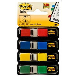 Jelölőcímke, műanyag, 4x35 lap, 12x43 mm, 3M POSTIT, vegyes