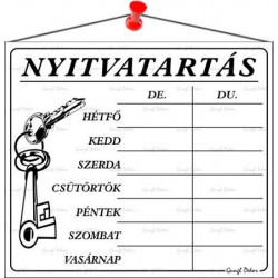 Információs tábla, 20x17,5 cm, "Nyitvatartás", fehér Információs tábla, 20x17,5 cm, "Nyitvatartás", fehér