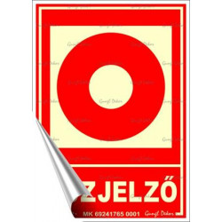 Információs matrica, 12,5x17,5 cm, fluoreszkáló, utánvilágítós, "Tűzjelző"