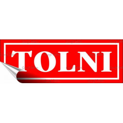 Információs matrica, 14x5 cm, "Tolni", piros