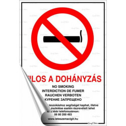 Információs matrica, 21x30 cm, "Tilos a dohányzás!"