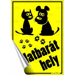 Információs matrica, 11,6x16,6 cm, "Állatbarát hely"
