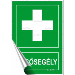 Információs matrica, 11,6x16,6 cm, "Elsősegély"