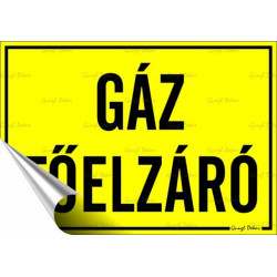 Információs matrica, 11,6x16,6 cm, "Gáz főelzáró"