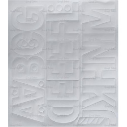 Öntapadós matrica, 5 cm-es, betűlap, ABC első fele, fehér