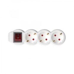 Elosztósor, 3 csatlakozóaljzat, 3 m kábelhosszúság, kapcsolóval, HOME, fehér