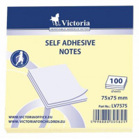 Öntapadó jegyzettömb, 75x75 mm, 100 lap, VICTORIA, sárga Öntapadó jegyzettömb, 75x75 mm, 100 lap, VICTORIA, sárga
