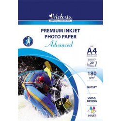 Fotópapír, tintasugaras, A4, 180 g, fényes, VICTORIA "Advanced"