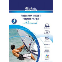 Fotópapír, tintasugaras, A4, 180 g, fényes, VICTORIA "Advanced"