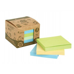 Öntapadó jegyzettömbtorony, 75x75 mm, 6x100 lap, környezetbarát, VICTORIA "Green", vegyes