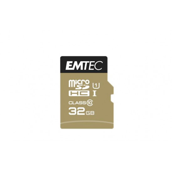 Memóriakártya, microSDHC, 32GB, UHS-I/U1, 85/20 MB/s, adapter, EMTEC "Elite Gold"