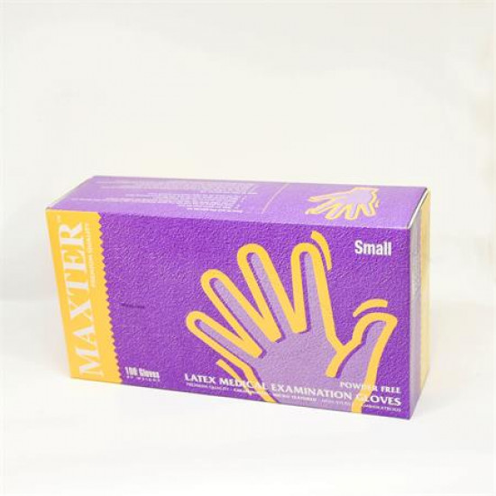 Védőkesztyű, egyszer használatos, latex, 5,7g, M méret, 100 db, púder nélküli, bézs