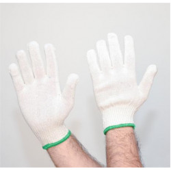 Cérnakesztyű, kevertszálas, L méret, 12 pár, rövid szár, natúr szín