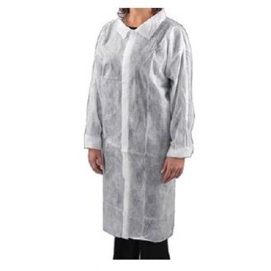 Látogató köpeny, egyszer használatos, tépőzáras, polipropilén, 20g, XL méret, fehér
