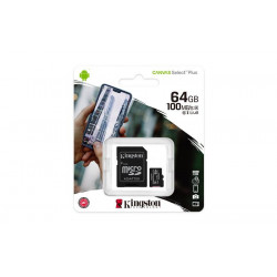 Memóriakártya, microSDXC,64GB, CL10/UHS-I/U1/V10/A1, adapter, KINGSTON "Canvas Select Plus" Memóriakártya, microSDXC,64GB, CL10/UHS-I/U1/V10/A1, adapter, KINGSTON "Canvas Select Plus"