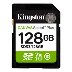 Memóriakártya, SDXC, 128GB, C10/UHS-I/U1/V10, Gen3, KINGSTON "Canvas Select Plus"