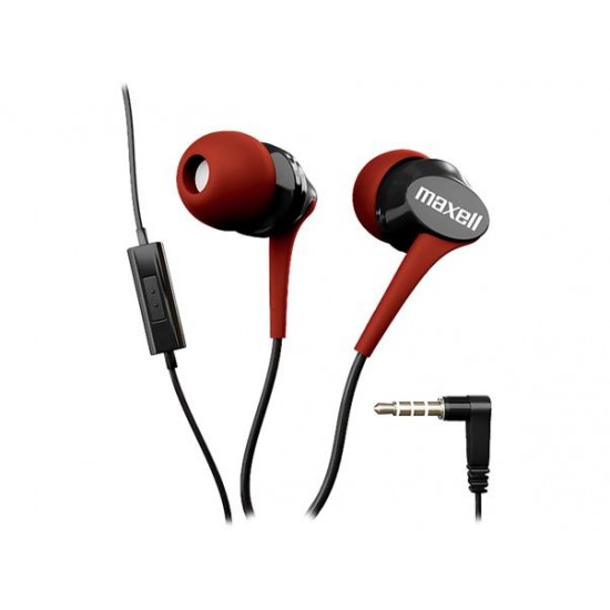 Fülhallgató, mikrofonnal, MAXELL "Fusion+", piros-fekete