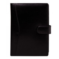 Kalendárium, gyűrűs, betétlapokkal, "L", újrahasznosított bőr, SATURNUS, "418", fekete